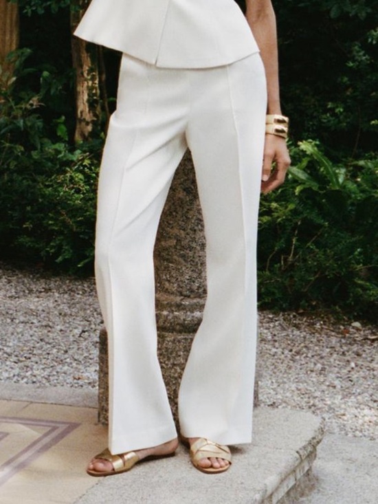 Zara Pants - Zara NWT high waisted wide leg trousers ecru 8457/735